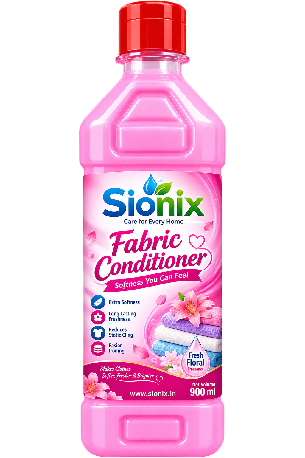 Sionix Fabric Conditioner 900 ml | Extra Softness & Long-Lasting Freshness | Reduces Static Cling & Wrinkles | Makes Clothes Softer, Fresher & Easier to Iron | Fresh Floral Fragrance