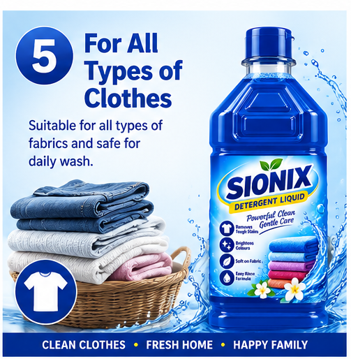 SIONIX Detergent Liquid 900 ml | Powerful Fabric Cleaning Liquid | Removes Tough Stains & Dirt | Fresh Fragrance | Suitable for All Fabrics | Home Laundry Wash - Image 8