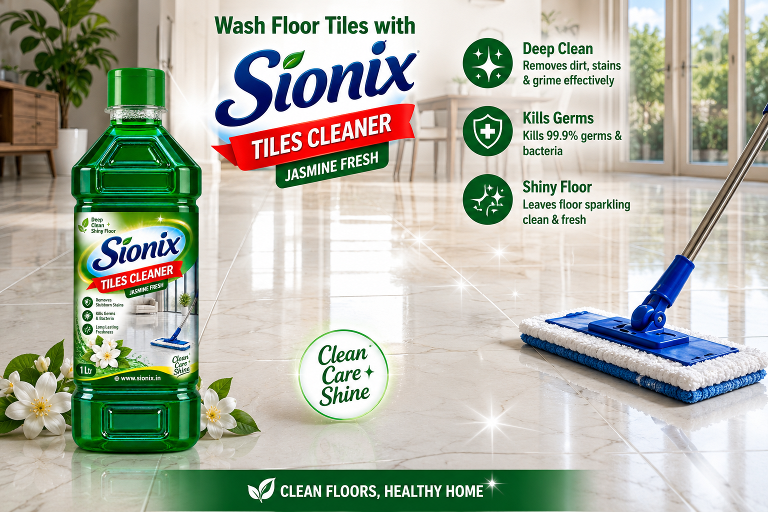 SIONIX Tiles Cleaner Liquid | Powerful Bathroom & Floor Tile Cleaner | Removes Tough Stains, Dirt & Grime | Ceramic & Tile Surface Cleaner | Fresh & Shiny Finish/900ml - Image 8