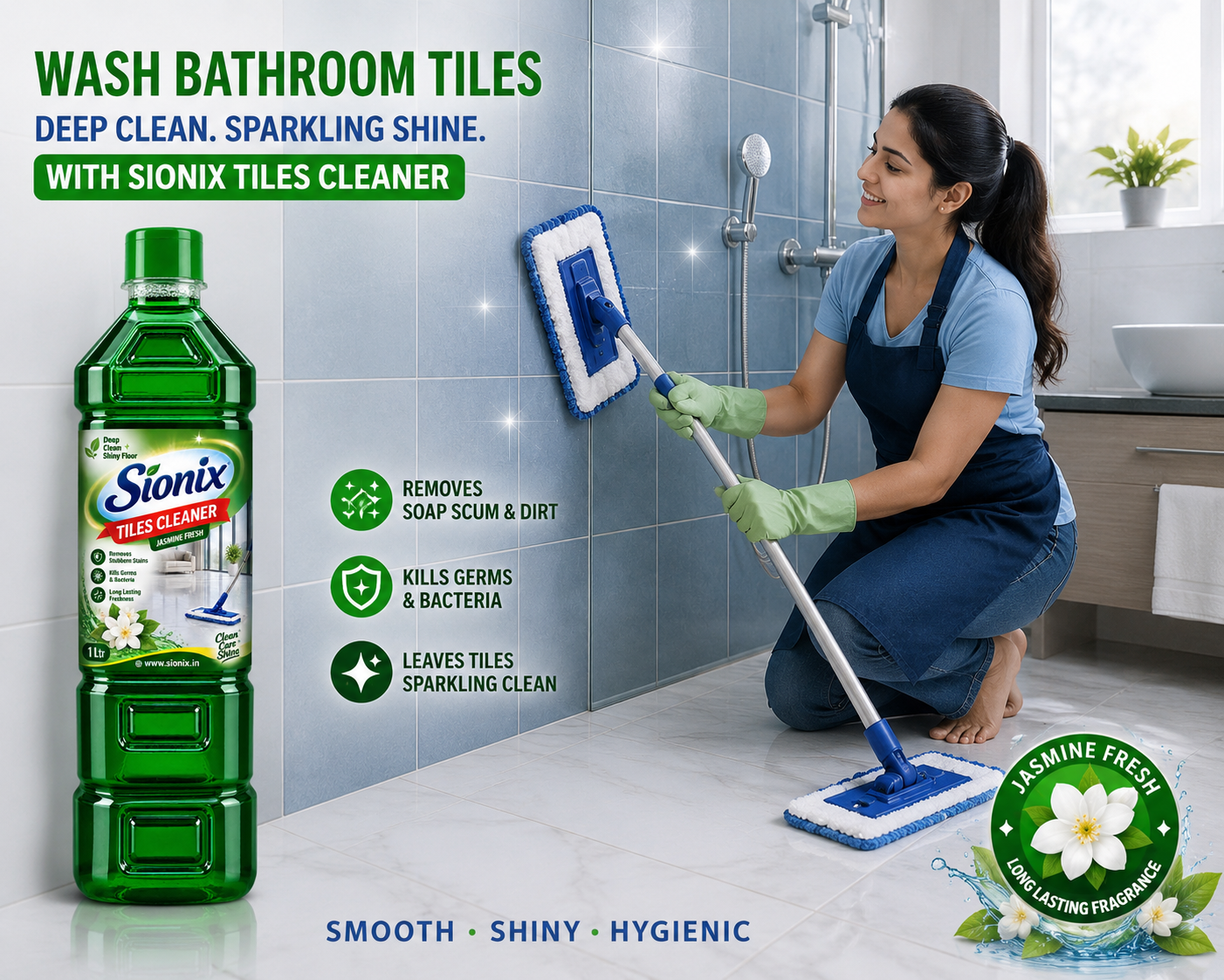 SIONIX Tiles Cleaner Liquid | Powerful Bathroom & Floor Tile Cleaner | Removes Tough Stains, Dirt & Grime | Ceramic & Tile Surface Cleaner | Fresh & Shiny Finish/900ml - Image 6