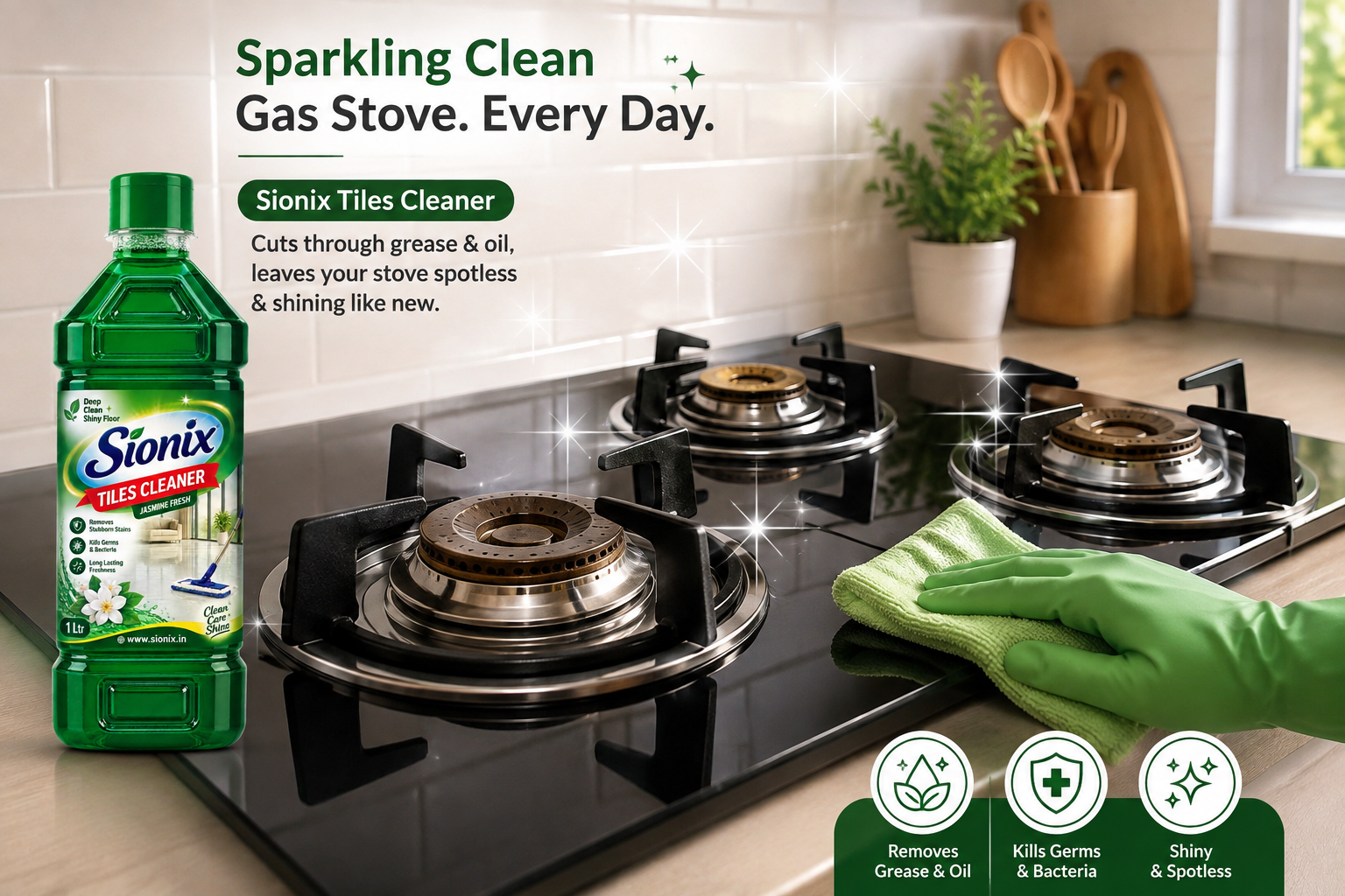 SIONIX Tiles Cleaner Liquid | Powerful Bathroom & Floor Tile Cleaner | Removes Tough Stains, Dirt & Grime | Ceramic & Tile Surface Cleaner | Fresh & Shiny Finish/900ml - Image 3